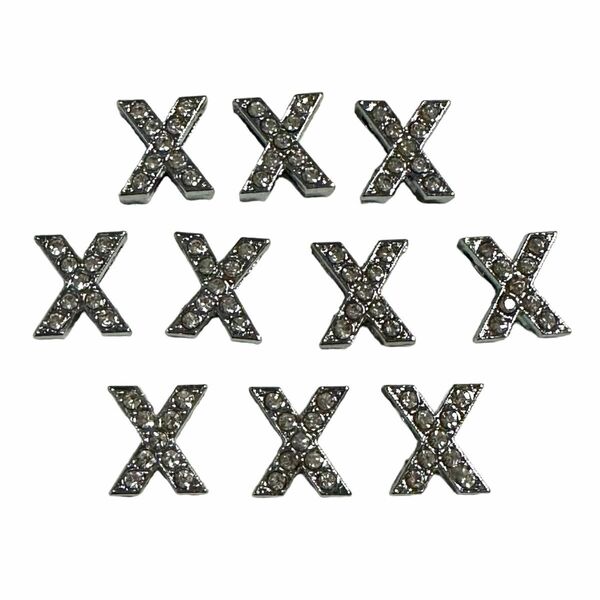 【おまとめ割引有】アルファベット　X パーツ　10個セット　キラキラ　ビーズ　韓国