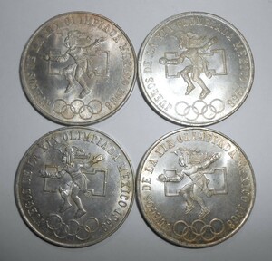 メキシコ オリンピック 25ペソ 銀貨 4枚まとめて 1968年 総重量約89.9g シルバー コイン 硬貨 五輪 