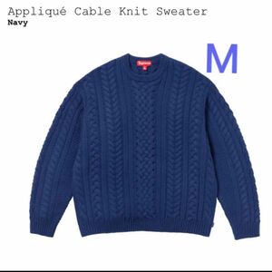 Supreme Applique Cable Knit Sweater Navy シュプリーム アップリケ ケーブルニット M