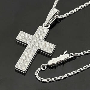 * Cartier Cartier Anne mowa Cross diamond K18WG necklace * ultimate beautiful goods 10.7g 42cm accessory pendant B1909ZN549