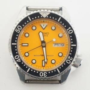 ⑰ 電池交換済 稼働品 SEIKO セイコー 150m ダイバー デイデイト オレンジ文字盤 メンズ クォーツ 腕時計 本体のみ 9702163711