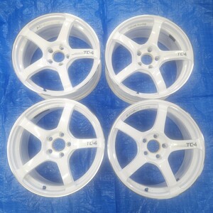 (中古)ADVAN RACING TC-4 18x7.5 5/112+42レーシングホワイトメタリック&リング 4本セット(MINI F系 JCW)