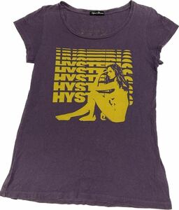 [ Hysteric Glamour hysteric] purple / purple | yellow color short sleeves T-shirt lady's Logo *size/ Free