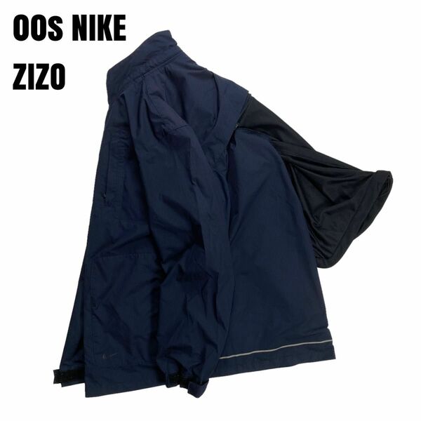 00s NIKE ナイキ ZIZO ギミックジャケット ネイビー M y2k テック