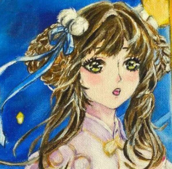イラスト 美少女 F4 アクリル絵画