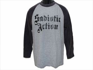 サディスティックアクション SADISTIC ACTION メンズ長袖Tシャツ Mサイズ NO21 新品 ロンティー グレーXパープル