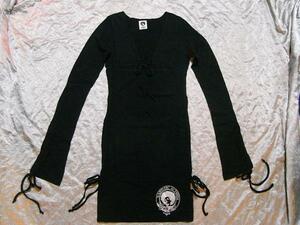 sati stick action Sadistic Action lady's tunic black S size V ribbon new goods long sleeve stretch 