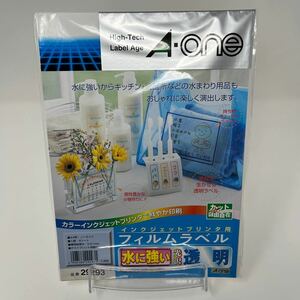  A-one label seal water-proof lustre film transparent A4no- cut 4 seat 29293