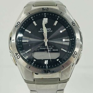 sZ256-I39-3069 ◎ CASIO カシオ wave ceptor ウェーブセプター WVA-M640 タフソーラー メンズ 腕時計 ブラック×シルバー 純正ベルト ②