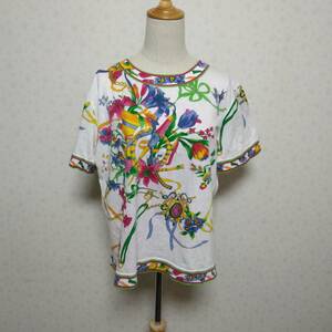 a10 良品 Renaissance ルネサンス Tシャツ 花柄アートプリント フリーサイズ 綿100％ 韓国製 華やか 個性的 軽やか USED 古着 レディース 