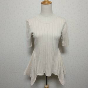 a24 良品 TORRAZZO DONNA トラッツォドンナ セーター 半袖 クルーネック ベージュ系 エレガント ドレッシー 上品 上質 USED 古着