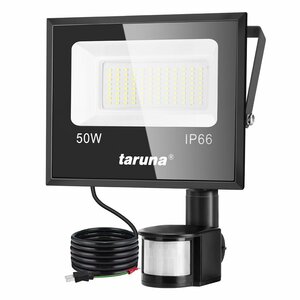 即納!センサーライト 1台 50W LED投光器 コンセント式 人感センサー 昼光色 防犯ライト IP66 屋外 庭 駐車場 自由回転 1年保証 送料無料