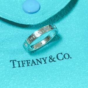 美品 箱付き Tiffany&co. Tiffany ティファニー 指輪 ナロー リング ピンキー 1837 3p ダイヤ ダイヤモンド PT950 プラチナ 7.5号