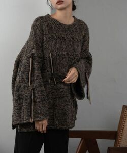 最終値下げ　cable pattern fringe volume knit amiur