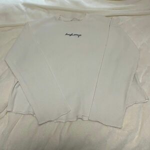 ワッフル　長袖 長袖Tシャツ カットソー ホワイト ロンT