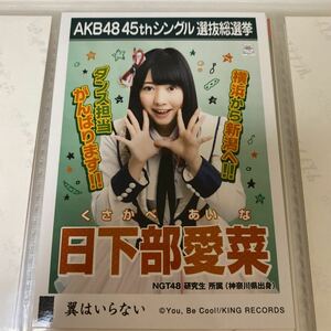 【1スタ】AKB48 日下部愛菜 翼はいらない 劇場盤 生写真 選抜総選挙 選挙ポスター NGT48 1円スタート