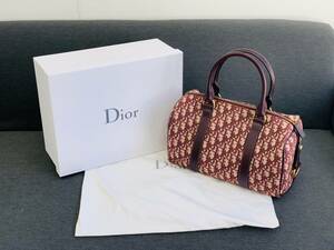 [美品] Christian Dior ディオール 2way ミニボストンバッグ ショルダーバッグ ハンド トロッター柄 ※ショルダーなし