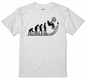進化 EVOLUTION Tシャツ BMX freestyle 自転車競技 バイシクルモトクロス （S/M/L/XL）白地 半袖 新品