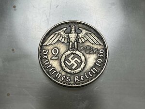 レプリカ ドイツ第三帝国 2ライヒスマルク硬貨 コイン銀貨 1936年 飾り H40 ジュエリーお守りなどに ポールフォンヒンデンブルグ