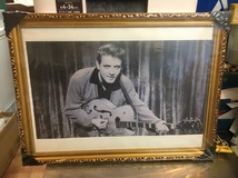 アンティーク ビンテージ風 A3用 額縁 木製フレーム 茶 ゴールド レトロ 昭和 エディ コクラン Eddie Cochran ロカビリー オールディーズ_画像1