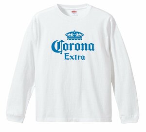 コロナビール ロングTシャツ ロンT リブ付き 白 (M/L) ローライダー チカーノ corona