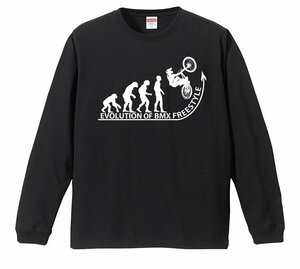 進化 EVOLUTION BMX freestyle 自転車競技 バイシクルモトクロス ロンT リブ付き（S/M/L/XL）黒地 長袖