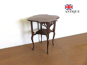 英国アンティーク オーク材サイドテーブル 　オーク無垢材/木彫刻/イギリスアンティーク 吹上アンティークマーケット