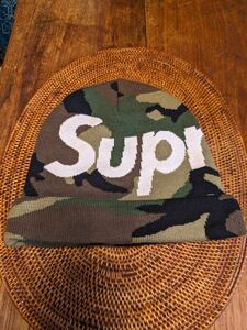 《美品》Supreme/シュプリーム 12AW Reflective BIG LOGO Beanie Camouflage迷彩