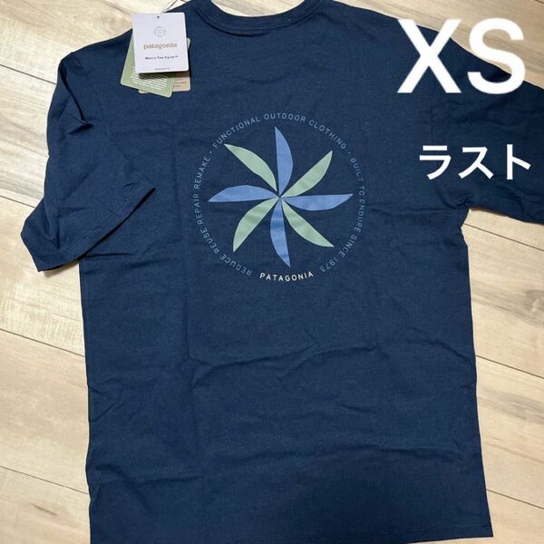 【新品】オシャレ！パタゴニア　ティーサイクル　Tシャツ　半袖　メンズXS ネイビー　