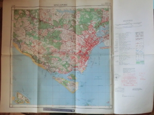 古地図●１９５７年　シンガポール　1964年に三菱商事の新加坡支店で使用　240216