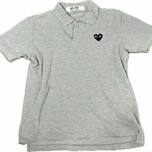 【送料無料】コムデギャルソン ポロシャツ グレー Mサイズ◆PLAY comme des garcons gray ◆スリムフィット 女性も着用可 夏物 安価処分の画像1