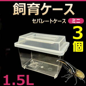 【RK】飼育ケース　セパレートケース　ミニ　1.5L　新品　3個　カブトムシ・クワガタ 成虫飼育に最適　コバエ抑制