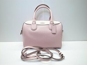 美品☆【COACH】コーチ 2way レザー ショルダー ミニ ボストン ハンド バッグ F32202 レディース　ピンク