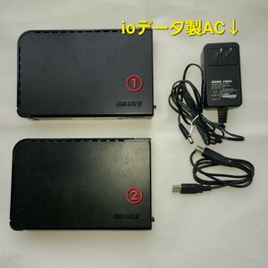 【中古 ジャンク】 未フォーマット バッファロー 外付け HDD ２台　通電確認済み 正常品　注意品　アイ・オー・データAC 画像参照