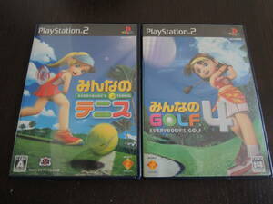 * what pcs . postage 185 jpy * PS2 all. tennis 4& Golf 2 pcs set set sale! * record surface excellent * beautiful goods *