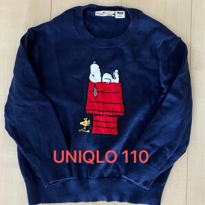 UNIQLO ピーナッツ　SNOOPY コットンセーター　ダークネイビー　110