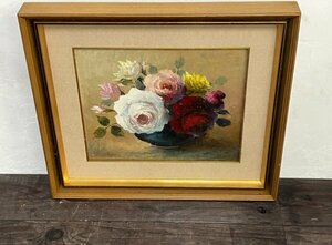 Art hand Auction 艺术家不详 玫瑰 签名 F8 油画 静物 玫瑰 花卉 植物 绘画尺寸 370mm x 440mm, 绘画, 油画, 静物