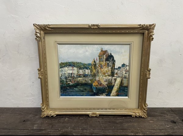 Authentic work! Keiji Ishikawa Honfleur No. 6 Oil painting, autographed, framed 52 x 61 cm, Obi member, landscape, popular painter, painting, Japanese painting, others