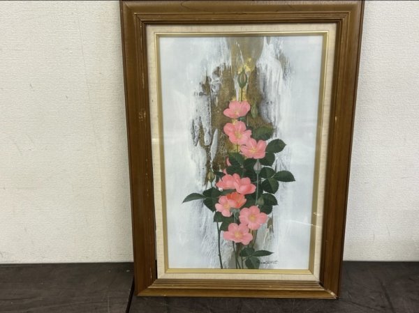 Authentic! Shuji Sakamoto Rose Sarabande Autographed Member of the Japan Federation of Artists Oil painting M10 Plant Rose Sarabande Size: 530 mm (vertical) x 340 mm (horizontal), painting, oil painting, still life painting