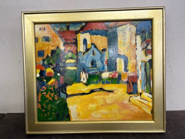 Genuine work! K. Nakae Kazunobu Nakae Grün Alley in Murnau F10 size, autographed, oil painting, large-scale landscape painting, frame size 63.5 x 55.5 cm, frame, Painting, Oil painting, Nature, Landscape painting