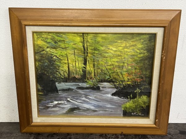 Authentic work! Akio Takeoka Oirase (Early Summer) Autographed F6 oil painting Landscape painting Frame size approx. 465mm x 556mm Nature painting Masterpiece Frame, painting, oil painting, Nature, Landscape painting