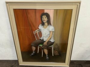 Art hand Auction Authentic! K.nakae Kazushu Nakae Portrait F30 Oil painting Autographed Painting size approx. 73 x 91.5cm Oil painting Figure painting Woman painting Painting, painting, oil painting, portrait
