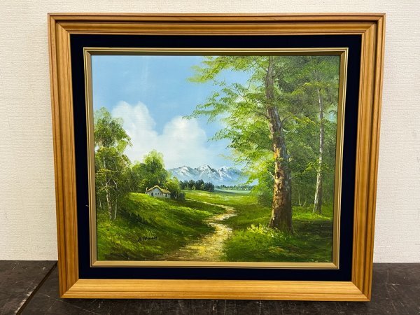 Author unknown A.ROWE The road leading to the hut No. 20 Autographed oil painting Landscape painting Nature painting Frame size Width 680 x Height 600 (mm) Frame Painting, painting, oil painting, Nature, Landscape painting