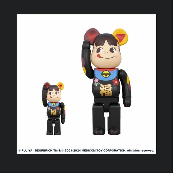 BE@RBRICK 招き猫 ペコちゃん 福 黒 100% & 400%