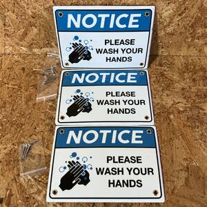 DULTON ダルトン ENAMELED NOTICE SIGN WASH YOUR HANDS 3枚セット エナメル ノーティス サイン