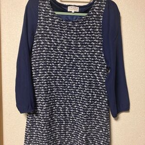 ツイード ワンピース ネイビー