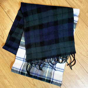  новый товар Bab a- tartan проверка Ram шерсть 100% muffler 2 образец зеленый темно-синий Barbour балка ba- бахрома имеется шарф 