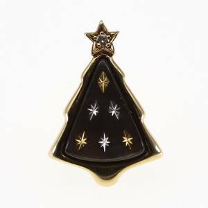 MIKIMOTO(ミキモト) 希少 ブローチ K18 ダイヤモンド 0.01ct ピクウェ シェル ツリー 星 モチーフ