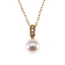 MIKIMOTO(ミキモト) ネックレス K18 パール 真珠×ダイヤモンド 一粒 7.2mm_画像1