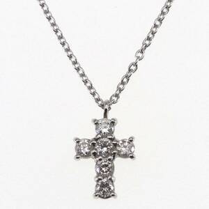  Vendome Aoyama колье Pt850×Pt900 бриллиант 0.18ct Cross платина VENDOME AOYAMA